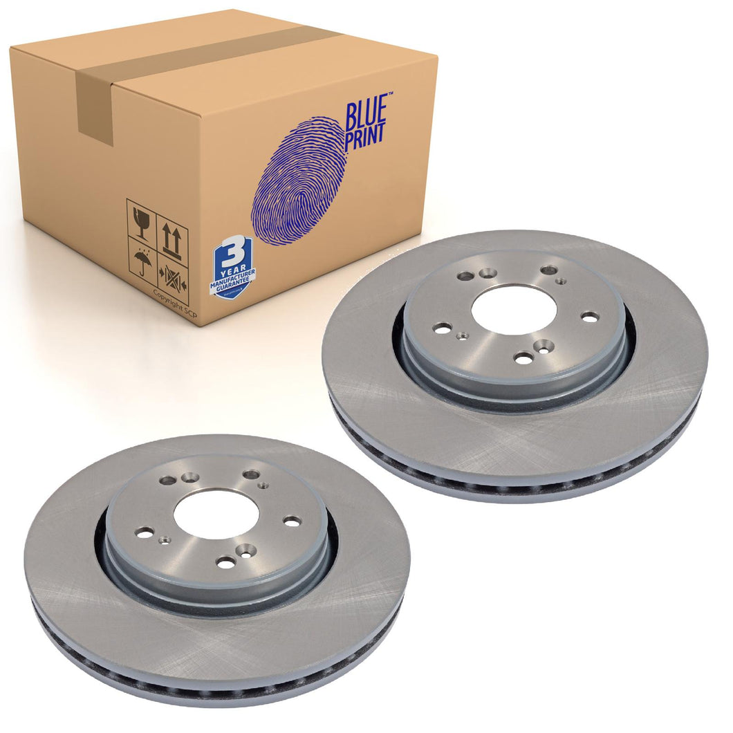 Pair of Front Brake Disc Fits Honda CR-V 4WD Blue Print ADH243104