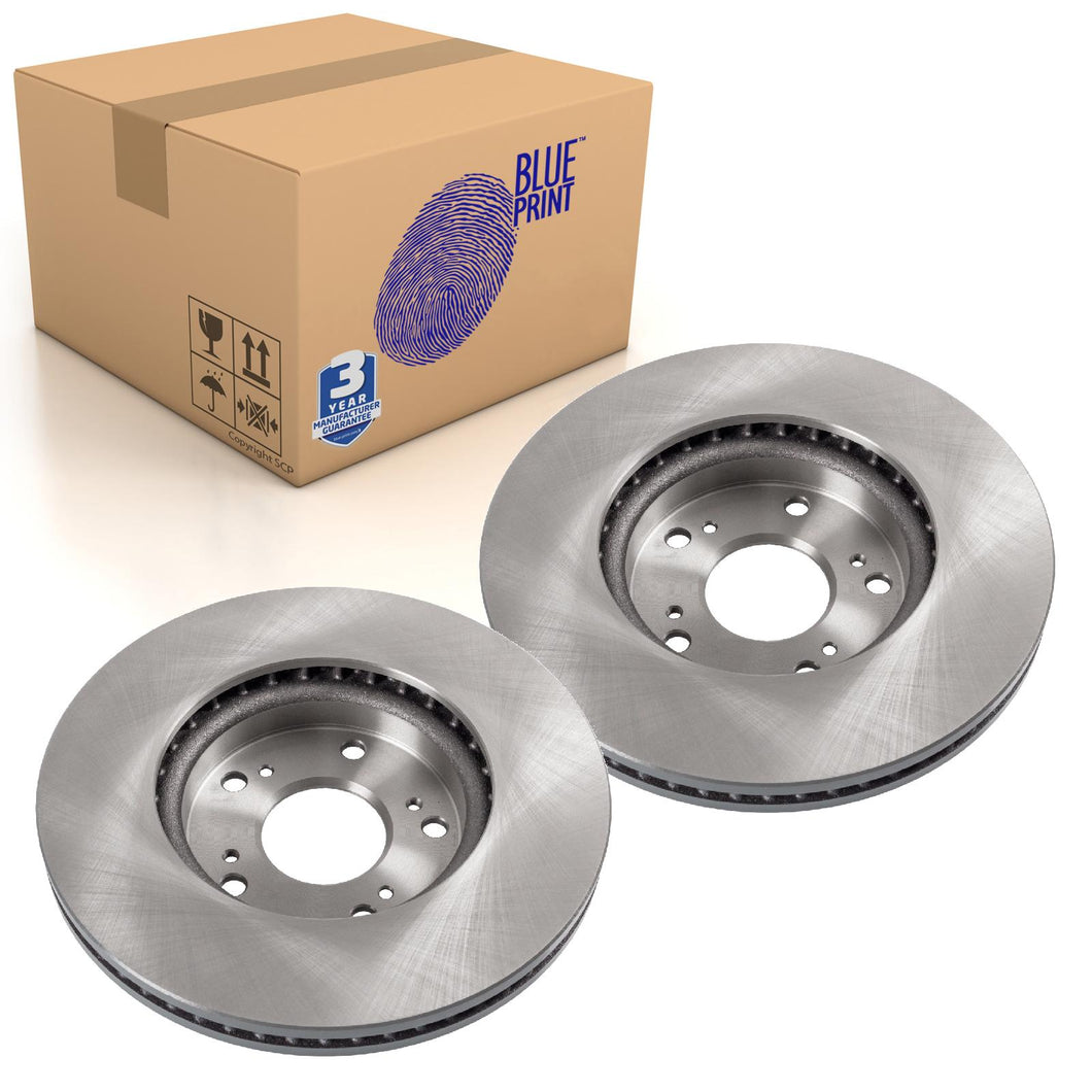 Pair of Front Brake Disc Fits Honda Civic IX Blue Print ADH243121