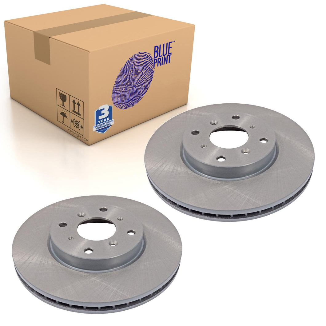 Pair of Front Brake Disc Fits Honda Accord VI Blue Print ADH24349