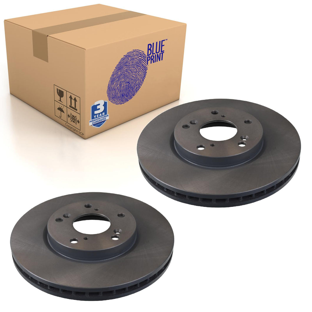 Pair of Front Brake Disc Fits Honda Accord VI Blue Print ADH24364