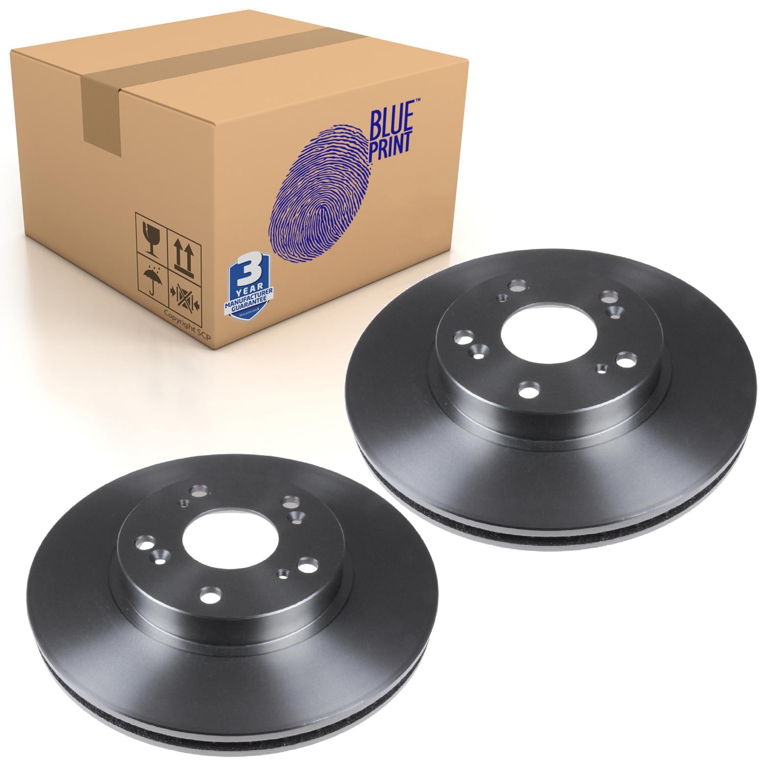Pair of Front Brake Disc Fits Honda CR-V Civic VII Blue Print 