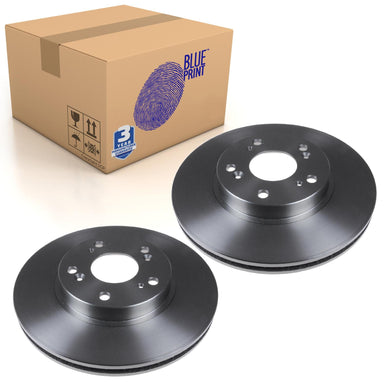 Pair of Front Brake Disc Fits Honda CR-V Civic VII Blue Print ADH24373