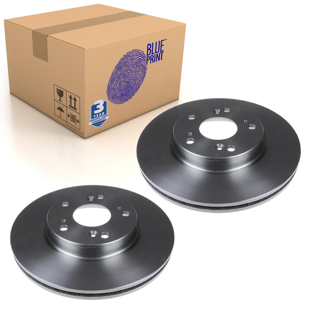 Pair of Front Brake Disc Fits Honda Accord Civic CR-V 4WD CR Blue Print ADH24383