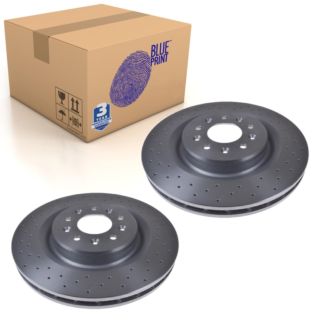 Pair of Front Brake Disc Fits Jaguar XK8 XKR OE C2N3427 Blue Print ADJ134355