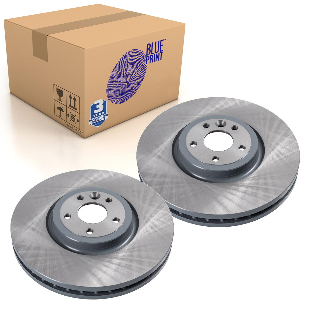 Pair of Front Brake Disc Fits Jaguar XE XF Land Rover Blue Print ADJ134367