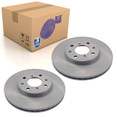 Pair of Front Brake Disc Fits Vauxhall Agila Blue Print ADK84321