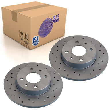Pair of Rear Brake Disc Fits Fiat 500 OE 51885456 Blue Print ADL144347