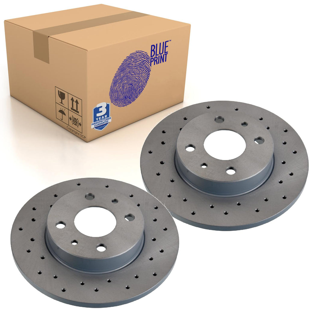 Pair of Rear Brake Disc Fits Fiat 500 OE 51885456 Blue Print ADL144347