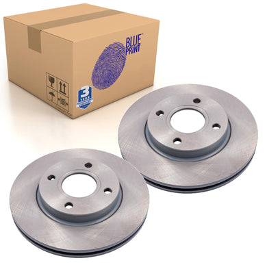 Pair of Front Brake Disc Fits Ford Bantam Fiesta Courier Van Blue Print ADM54391