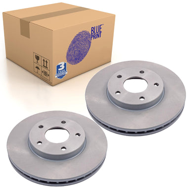 Pair of Front Brake Disc Fits Nissan Almera Tino Avenir 4WD Blue Print ADN143101