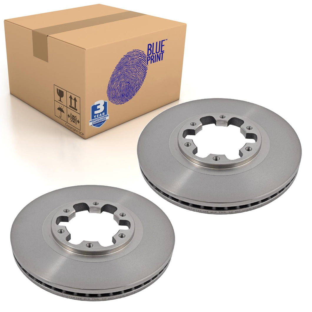 Pair of Front Brake Disc Fits Nissan NP300 Pathfinder Pick Blue Print ADN143102