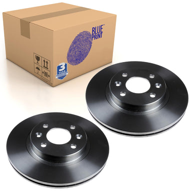 Pair of Front Brake Disc Fits Nissan Kubistar Dacia Sandero Blue Print ADN143114