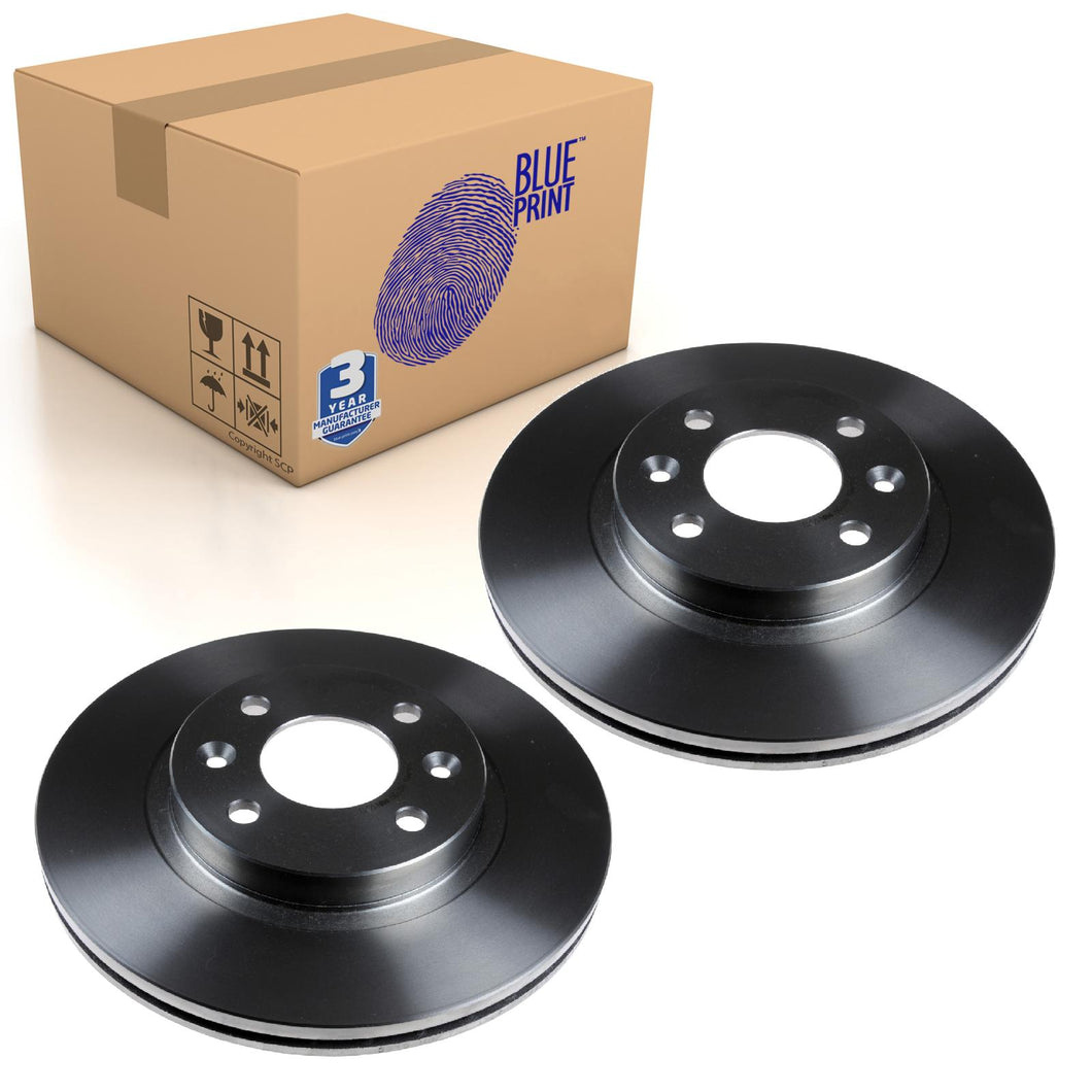 Pair of Front Brake Disc Fits Nissan Kubistar Dacia Sandero Blue Print ADN143114