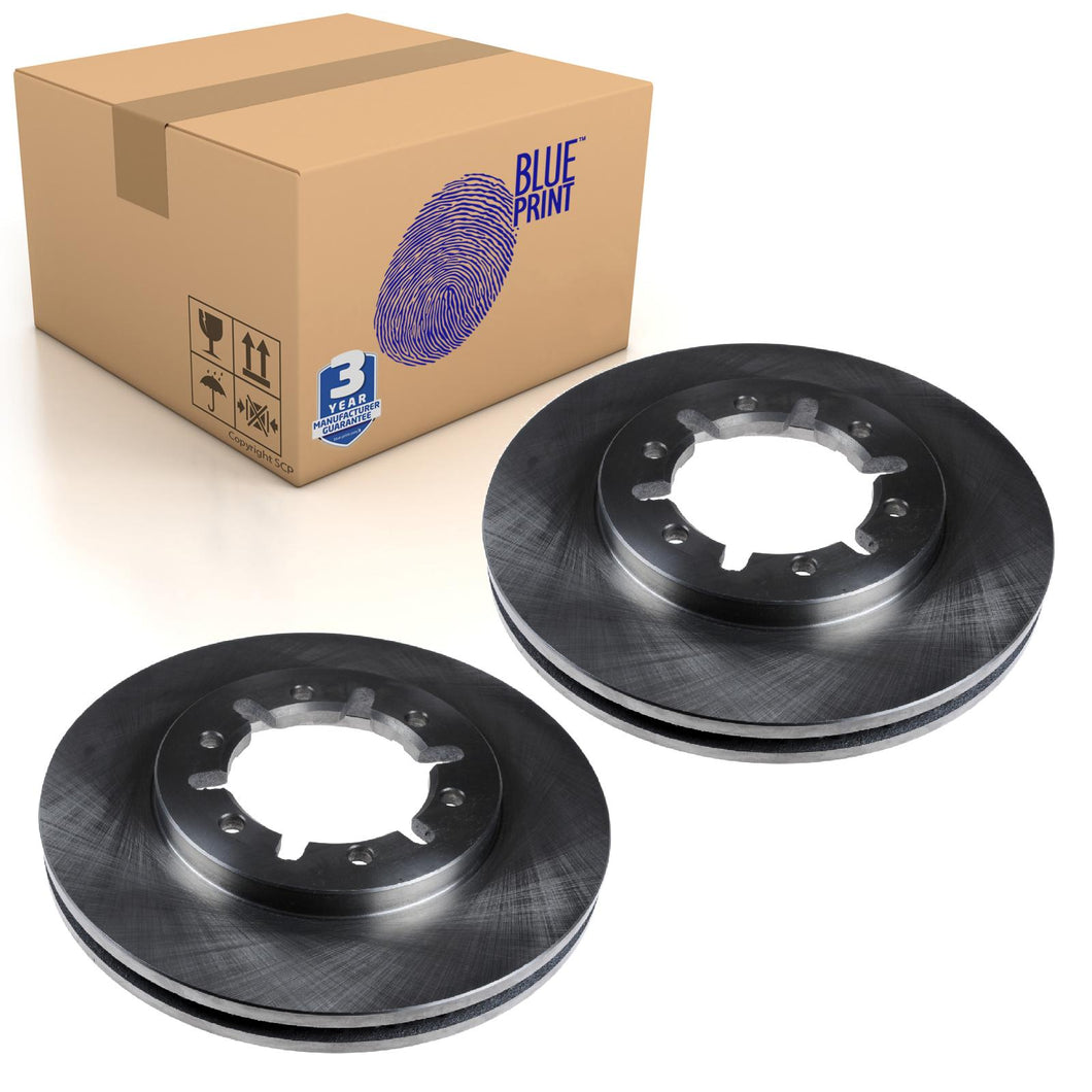 Pair of Front Brake Disc Fits Nissan NP300 Pick Up III Blue Print ADN143115