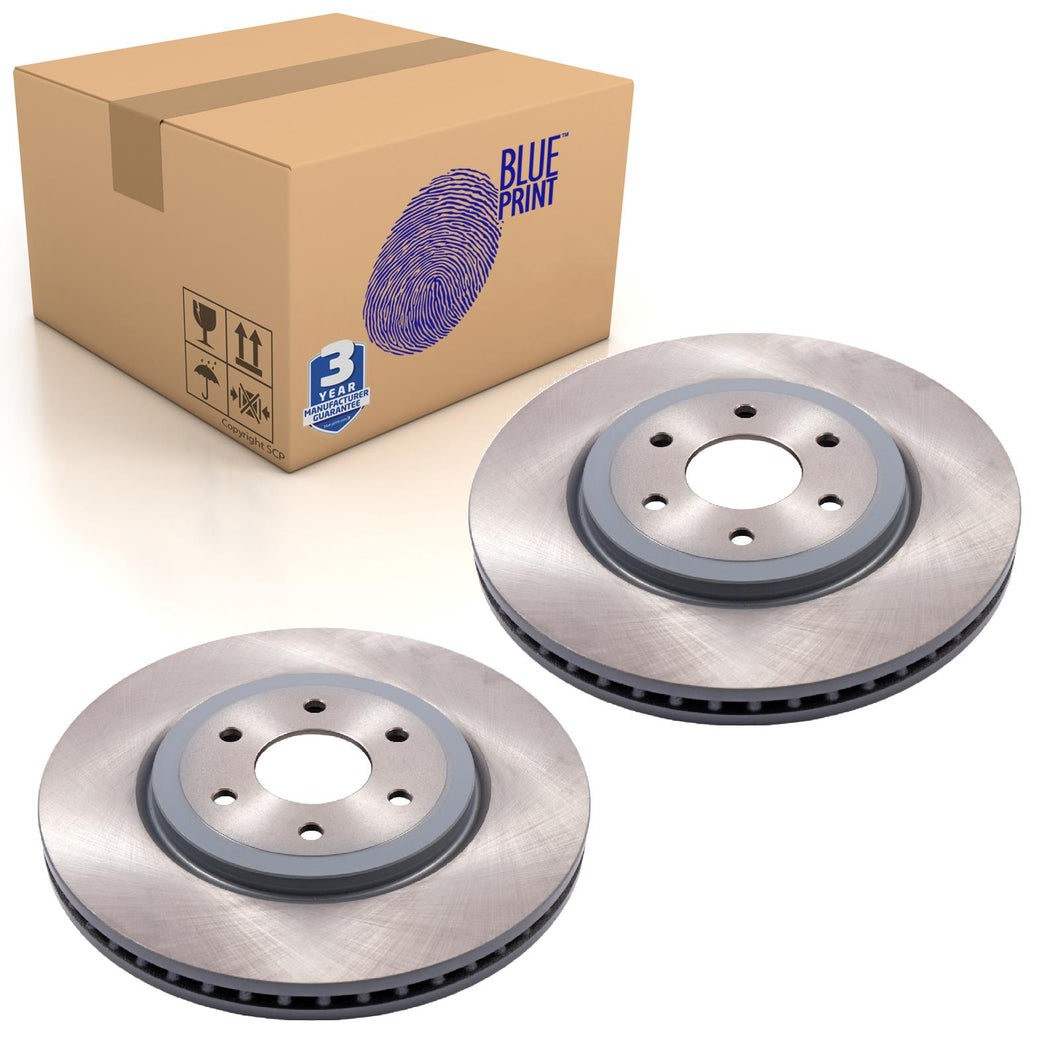 Pair of Front Brake Disc Fits Nissan Navara 4WD Pathfinder Blue Print ADN143118