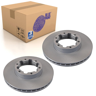 Pair of Front Brake Disc Fits Nissan Atleon Cabstar L35 Tra Blue Print ADN143124