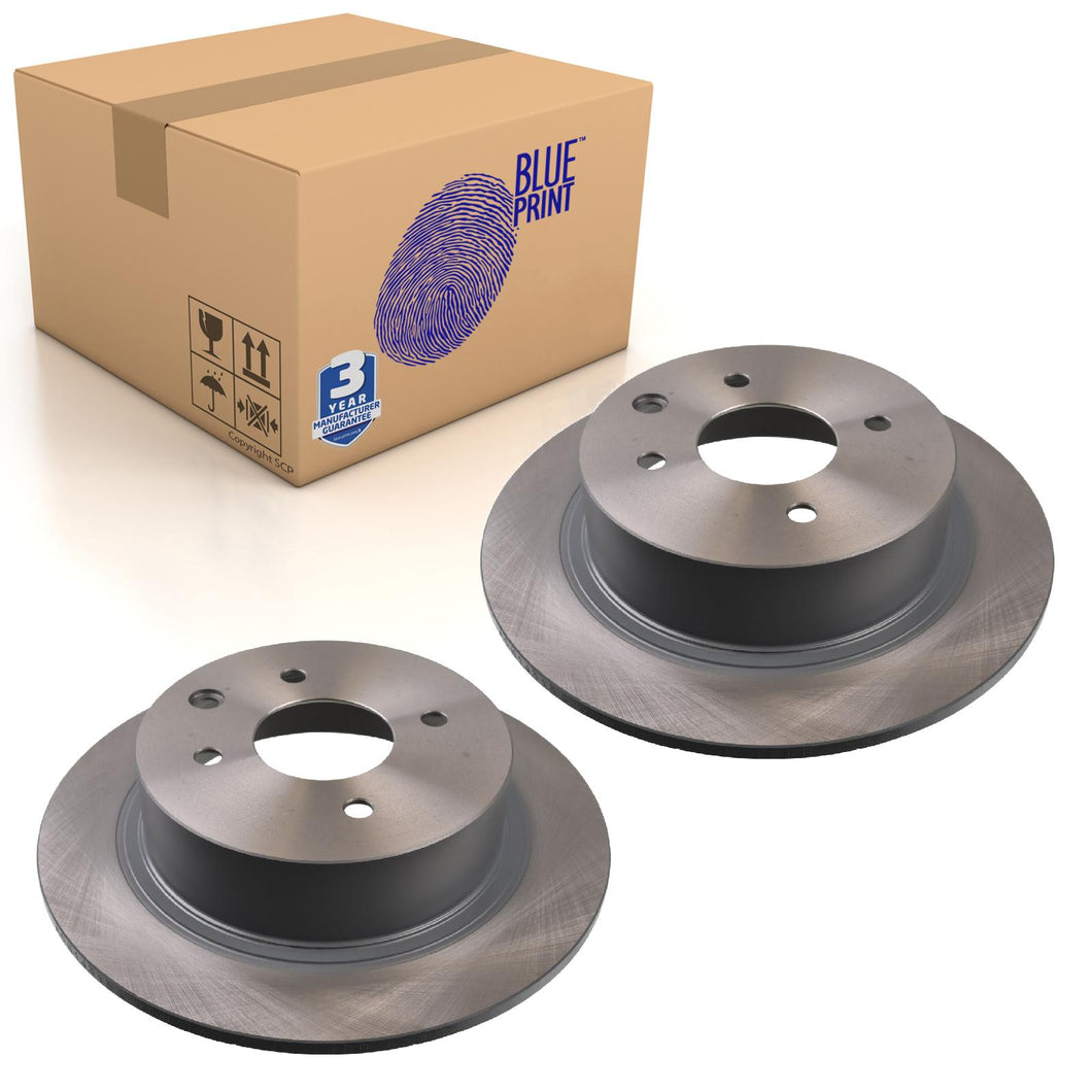 Pair of Rear Brake Disc Fits Nissan Cube Tiida I Blue Print ADN143134