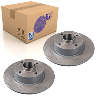 Pair of Rear Brake Disc No Wheel Bearing Fits Renault Clio Blue Print ADN143140