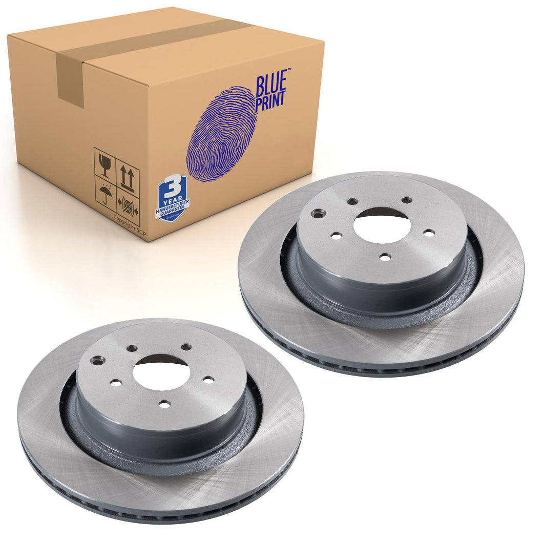 Pair of Rear Brake Disc Fits Nissan Infiniti FX30d FX37 FX5 Blue Print ADN143161