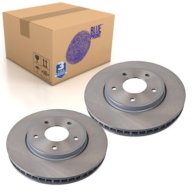 Pair of Front Brake Disc Fits Nissan E-NV200 Leaf Blue Print ADN143167