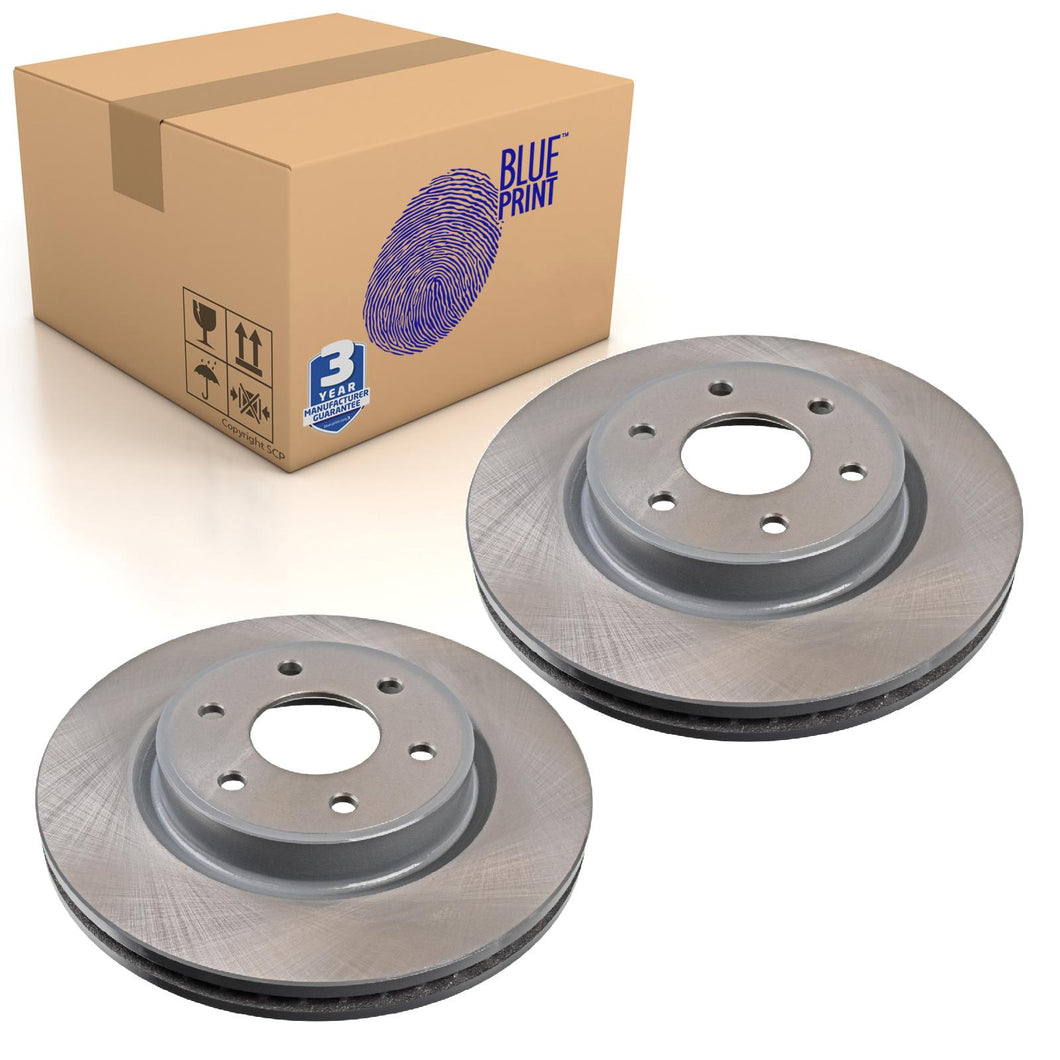 Pair of Front Brake Disc Fits Nissan Frontier 4WD Navara 4W Blue Print ADN143172