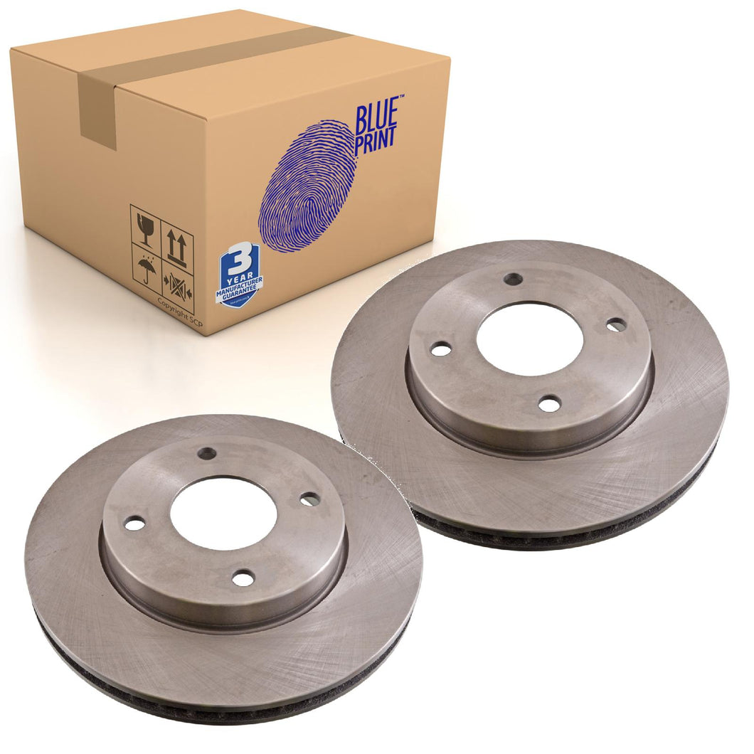 Pair of Front Brake Disc Fits Nissan Latio Tiida Blue Print ADN143182