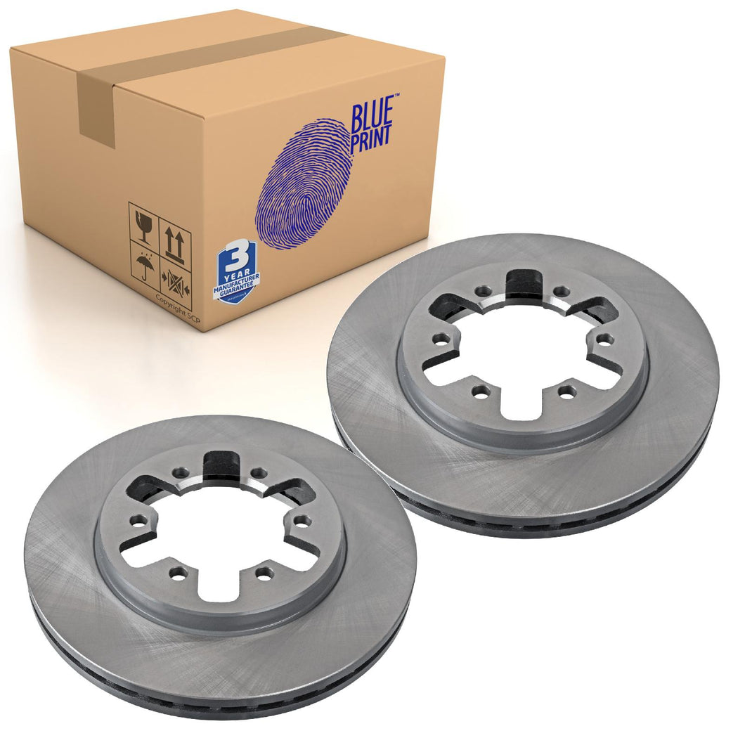 Pair of Front Brake Disc Fits Nissan Pick Up OE 4020601G03 Blue Print ADN14325