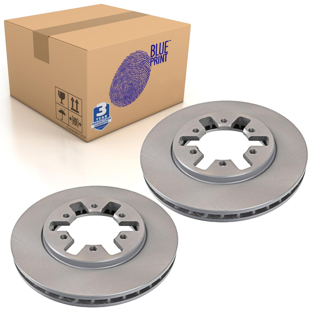 Pair of Front Brake Disc Fits Nissan NP300 Pick Up Urvan Blue Print ADN14337