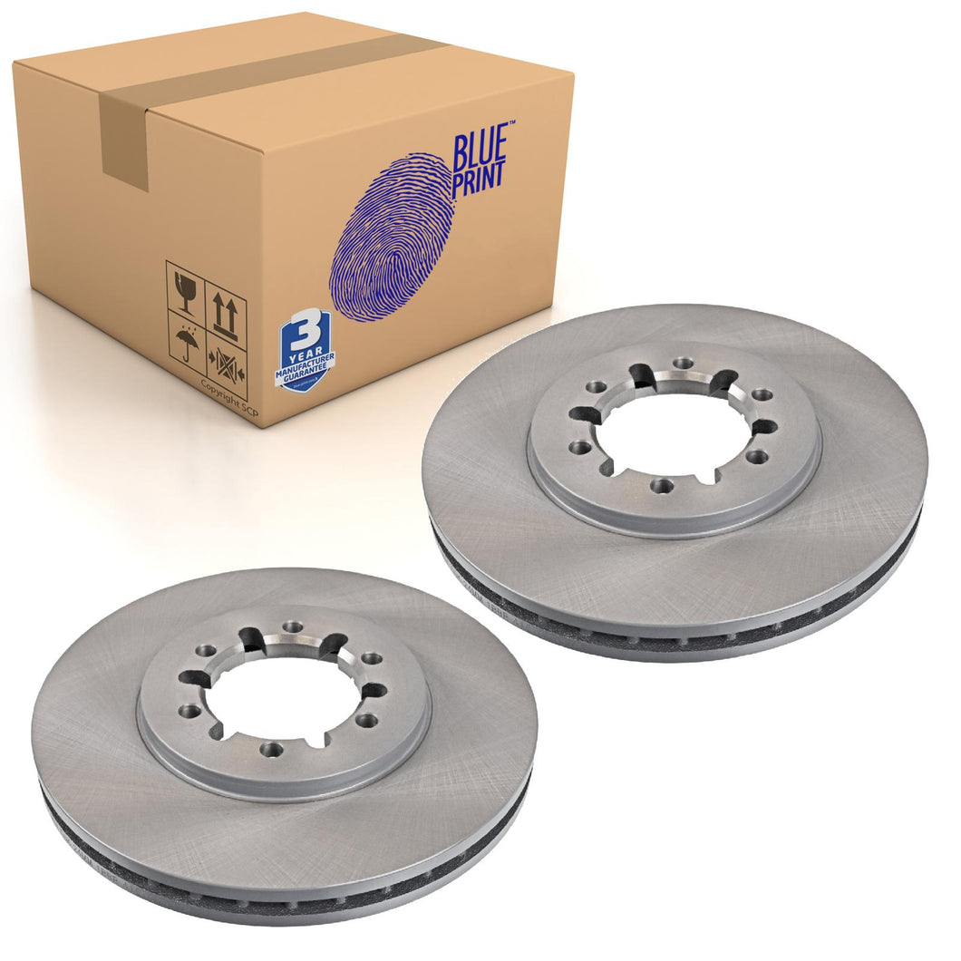 Pair of Front Brake Disc Fits Nissan Cabstar II Blue Print ADN14354