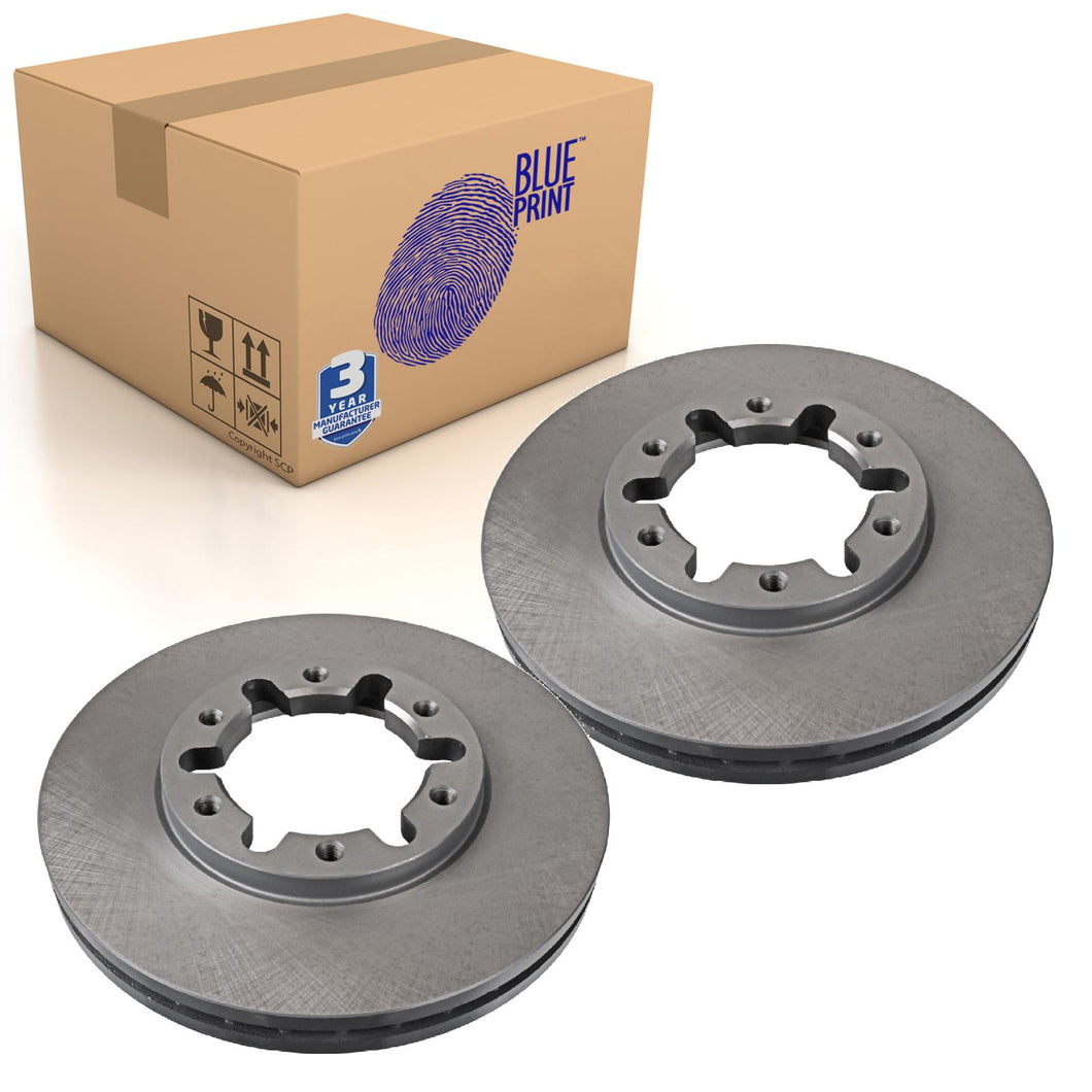 Pair of Front Brake Disc Fits Nissan Patrol Safari Blue Print ADN14392