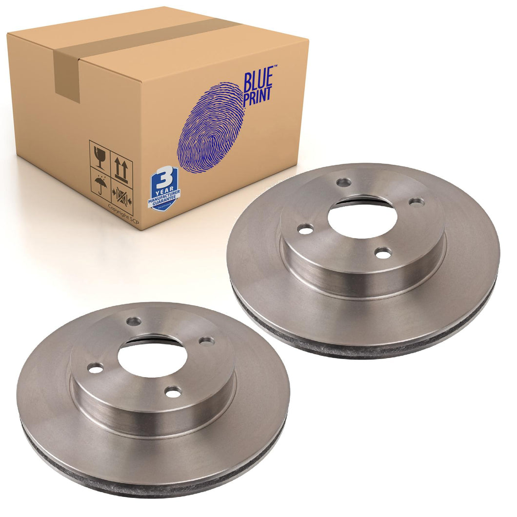 Pair of Front Brake Disc Fits Nissan March Micra II Blue Print ADN14393