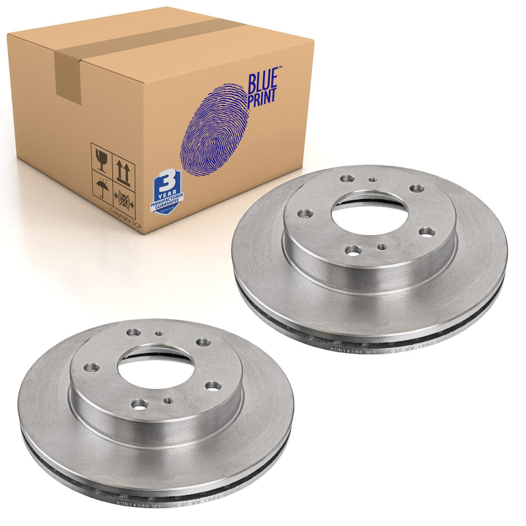 Pair of Front Brake Disc Fits Nissan Serena Vanette Cargo E Blue Print ADN14394