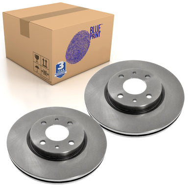 Pair of Front Brake Disc Fits Peugeot Bipper Citroen Nemo Blue Print ADP154303