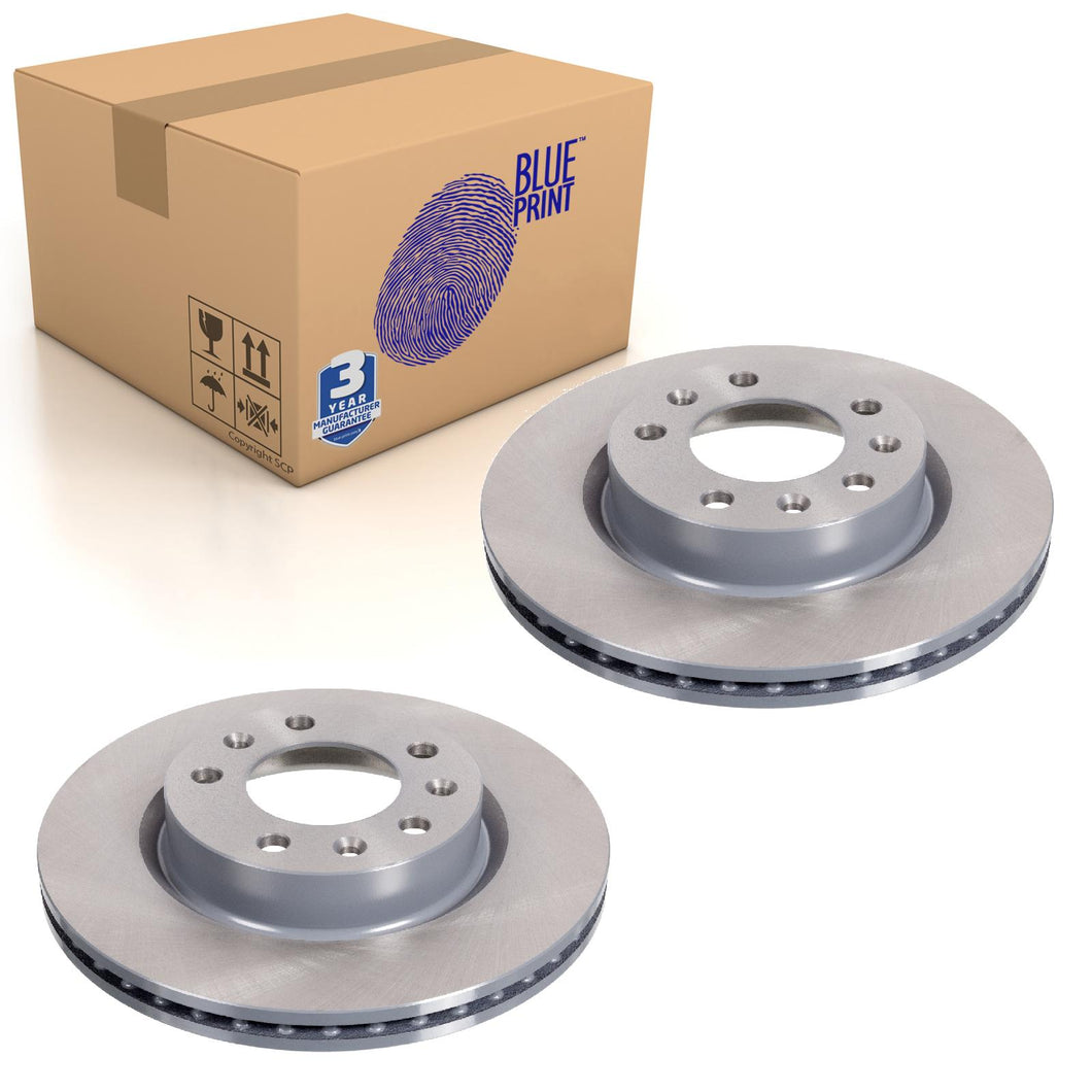 Pair of Front Brake Disc Fits Peugeot OE 1610704680 Blue Print ADP154349