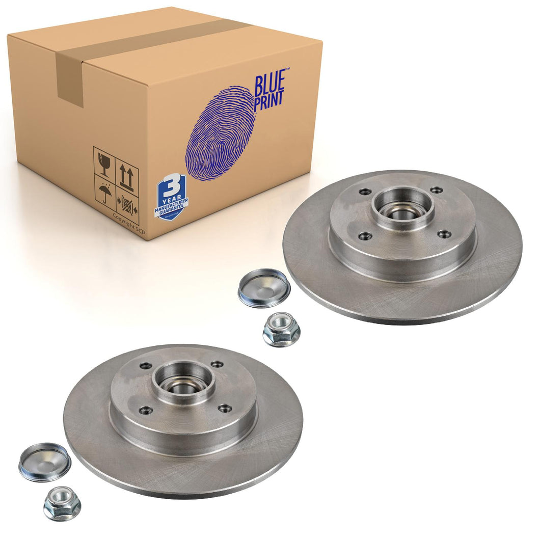 Pair of Rear Brake Disc Inc Wheel Bearing Abs Sensor Ring A Blue Print ADP154351