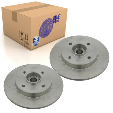 Pair of Rear Brake Disc Inc Wheel Bearing & Abs Sensor Ring Blue Print ADP154352