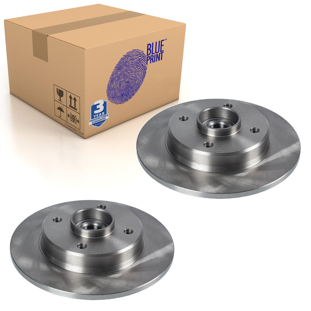Pair of Rear Brake Disc Inc Wheel Bearing Fits Citroen Blue Print ADP154354
