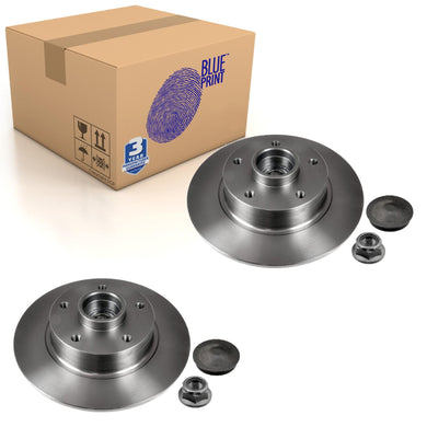 Pair of Rear Brake Disc Inc Wheel Bearing Abs Sensor Ring A Blue Print ADR164304