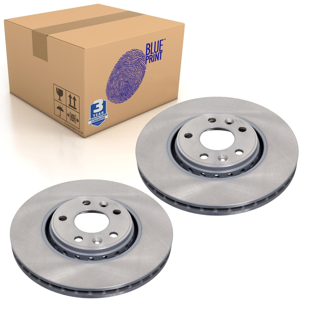 Pair of Front Brake Disc Fits Renault Clio Grand Scenic Meg Blue Print ADR164308