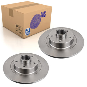 Pair of Rear Brake Disc Inc Wheel Bearing & Abs Sensor Ring Blue Print ADR164309