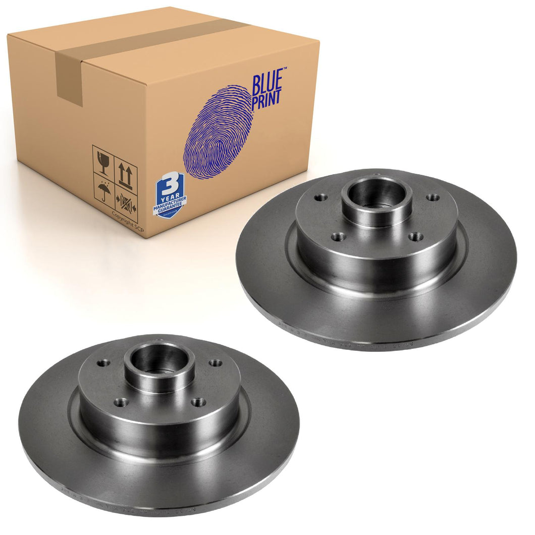 Pair of Rear Brake Disc Inc Wheel Bearing Abs Sensor Ring A Blue Print ADR164310