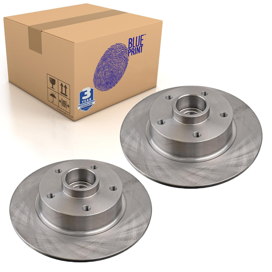 Pair of Rear Brake Disc Inc Wheel Bearing Abs Sensor Ring A Blue Print ADR164311