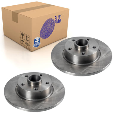 Pair of Rear Brake Disc Inc Wheel Bearing & Abs Sensor Ring Blue Print ADR164321