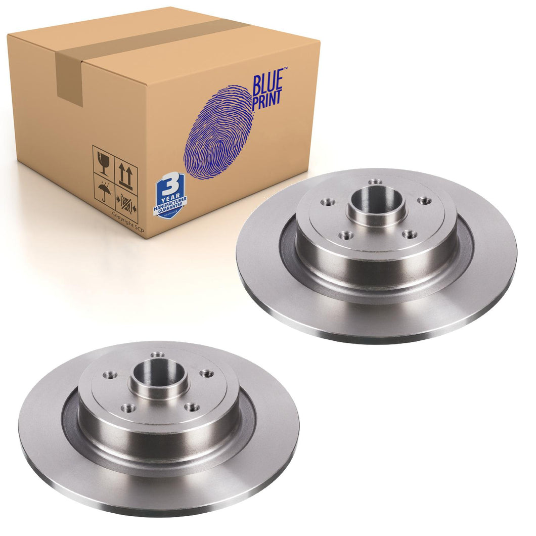 Pair of Rear Brake Disc Inc Wheel Bearing Fits Renault Blue Print ADR164322