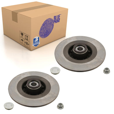 Pair of Rear Brake Disc Inc Wheel Bearing Abs Sensor Ring A Blue Print ADR164323