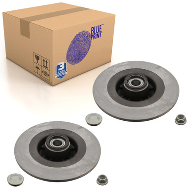 Pair of Rear Brake Disc Inc Wheel Bearing Abs Sensor Ring A Blue Print ADR164325