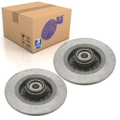 Pair of Rear Brake Disc Inc Wheel Bearing & Abs Sensor Ring Blue Print ADR164326