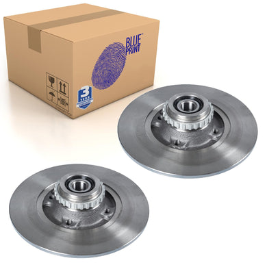 Pair of Rear Brake Disc Inc Wheel Bearing Fits Renault Clio Blue Print ADR164328
