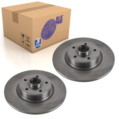 Pair of Rear Brake Disc Inc Wheel Bearing & Abs Sensor Ring Blue Print ADR164336