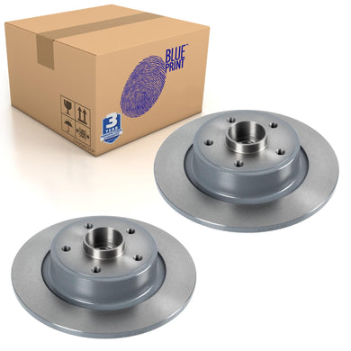 Pair of Rear Brake Disc Inc Wheel Bearing & Abs Sensor Ring Blue Print ADR164338